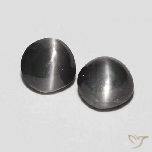 0.41ctw Naturel Gris foncé Oeil de Chat Chrysobéryl, ovale, Opaque