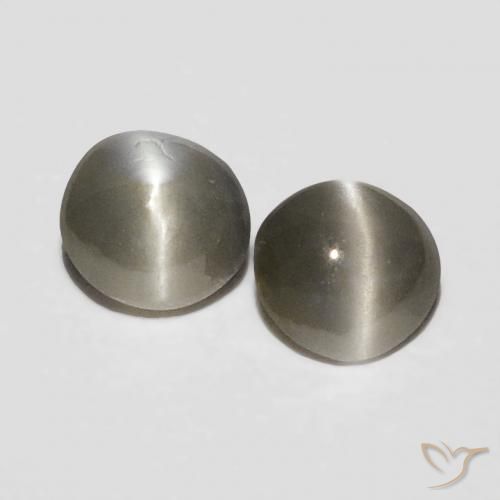 0.32ctw Naturel Gris moyen Oeil de Chat Chrysobéryl, ovale, Opaque