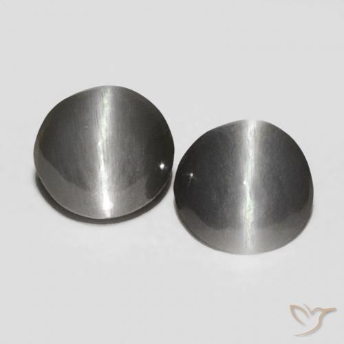 0.41ctw Naturel Gris moyen Oeil de Chat Chrysobéryl, ovale, Opaque