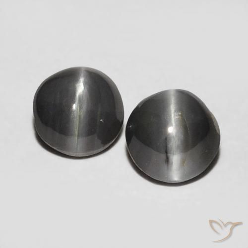 0.76ctw Naturel Gris moyen Oeil de Chat Chrysobéryl, ovale, Opaque