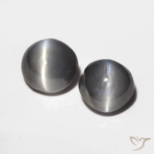0.67ctw Naturel Gris argent Oeil de Chat Chrysobéryl, ovale, Opaque