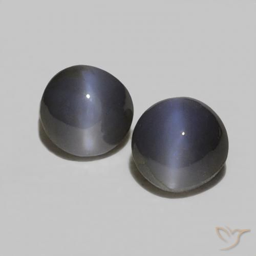 0.51ctw Naturel Noir Gris Oeil de Chat Chrysobéryl, ovale, Opaque