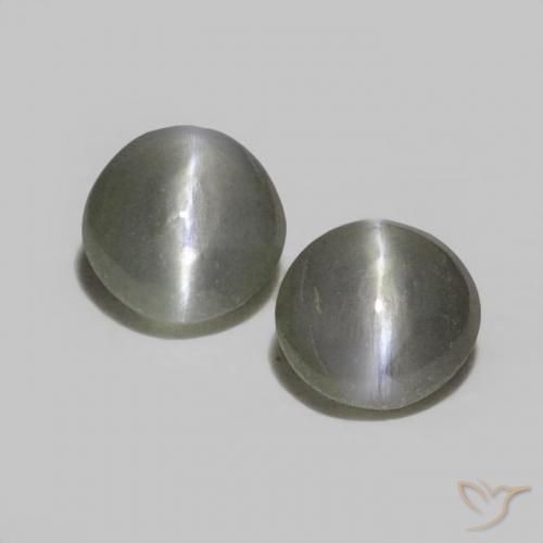 0.37ctw Naturel Gris moyen Oeil de Chat Chrysobéryl, ovale, Opaque