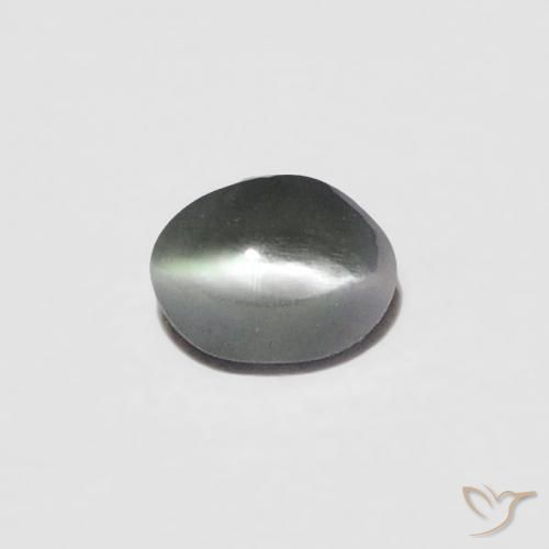 0.10ct Naturel Gris verdâtre pâle Oeil de Chat Chrysobéryl, ovale, Opaque