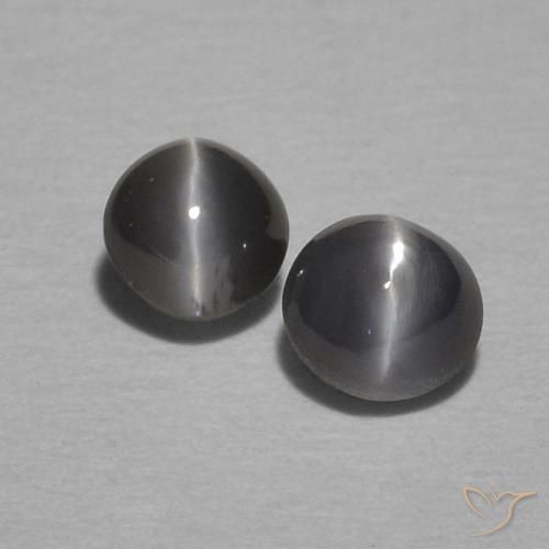 0.52ctw Naturel Noir Gris Oeil de Chat Chrysobéryl, ovale, Opaque