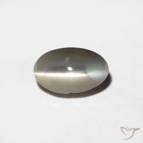 0.39ct Naturel Gris très clair Oeil de Chat Chrysobéryl, ovale, Opaque