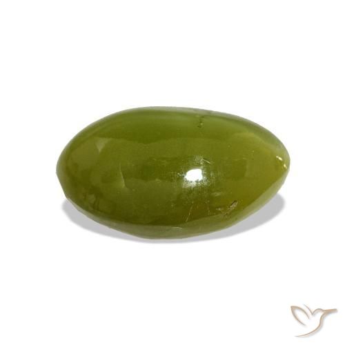 Oeil de Chat Chrysobéryl Forêt verte naturelle ovale, 5.24 ct, Opaque