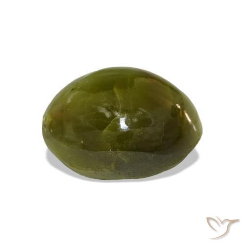 Oeil de Chat Chrysobéryl Vert chaud naturelle ovale, 7.16 ct, Opaque