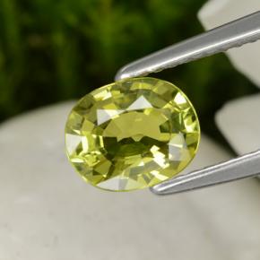 Chrysobéryl jaune naturelle coupe ovale, 1,30 ct, VVS