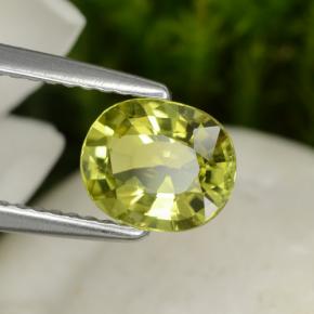 Chrysobéryl jaune naturelle coupe ovale, 1,30 ct, VVS
