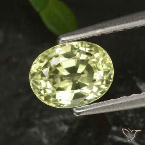 Chrysobéryl Vert jaunâtre naturelle ovale, 1.16 ct, VS-SI
