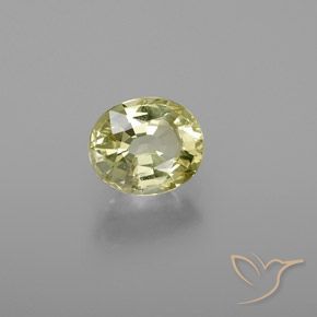 Chrysobéryl Jaune verdâtre naturelle ovale, 1.12 ct, VS