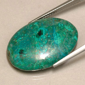 Chrysocolle multicolore naturelle coupe ovale, 16,38 ct, opaque