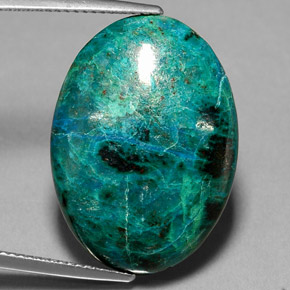 Chrysocolle multicolore naturelle coupe ovale, 21,25 ct, opaque