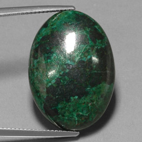 Chrysocolle multicolore naturelle coupe ovale, 31,04 ct, opaque