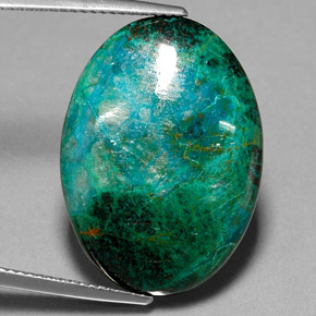Chrysocolle multicolore naturelle coupe ovale, 19,52 ct, opaque