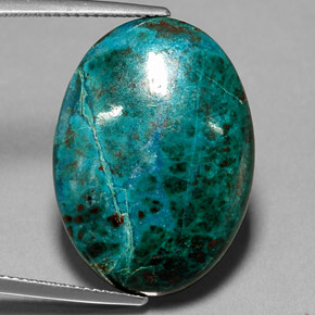 Chrysocolle multicolore naturelle coupe ovale, 21,92 ct, opaque