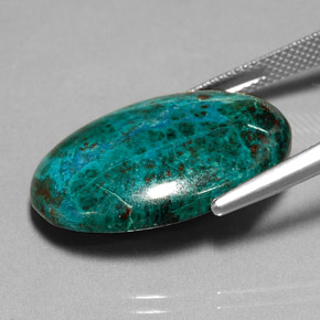 Chrysocolle multicolore naturelle coupe ovale, 21,92 ct, opaque