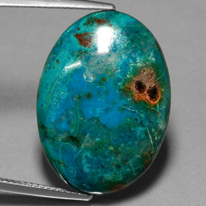 Chrysocolle multicolore naturelle coupe ovale, 20,31 ct, opaque