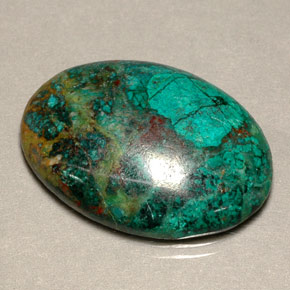 Chrysocolle multicolore naturelle coupe ovale, 18,89 ct, opaque