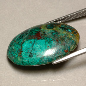 Chrysocolle multicolore naturelle coupe ovale, 18,89 ct, opaque