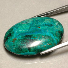 Chrysocolle multicolore naturelle coupe ovale, 19,56 ct, opaque