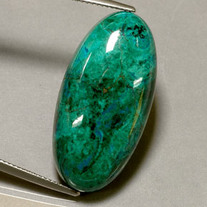 Chrysocolle multicolore naturelle coupe ovale, 34,11 ct, opaque
