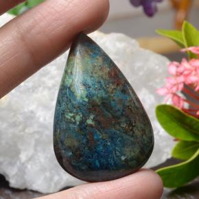 Chrysocolle multicolore naturelle en forme de poire, 41,41 ct, opaque