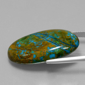 Chrysocolle Multicolore naturelle Coupe ovale, 51.42 ct, Opaque