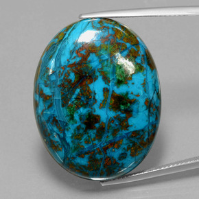 Chrysocolle multicolore naturelle coupe ovale, 47,87 ct, opaque