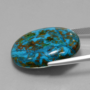 Chrysocolle multicolore naturelle coupe ovale, 47,87 ct, opaque