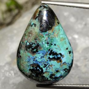 Chrysocolle multicolore naturelle en forme de poire, 17,25 ct, opaque
