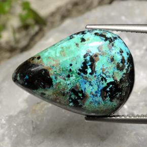 Chrysocolle multicolore naturelle en forme de poire, 17,25 ct, opaque