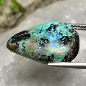 Chrysocolle multicolore naturelle en forme de poire, 17,25 ct, opaque