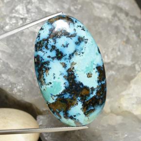 Chrysocolle multicolore naturelle coupe ovale, 75,90 ct, opaque
