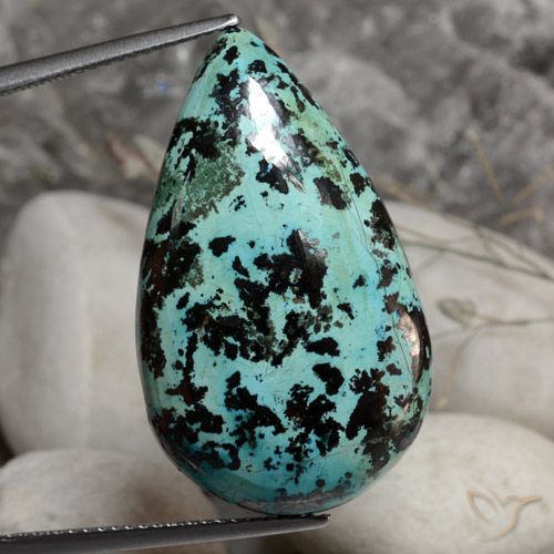 31.51ct Naturel Multicolore Chrysocolle, En forme de poire, Opaque