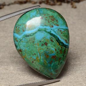Chrysocolle Multicolore naturelle En forme de poire, 32.28 ct, Opaque