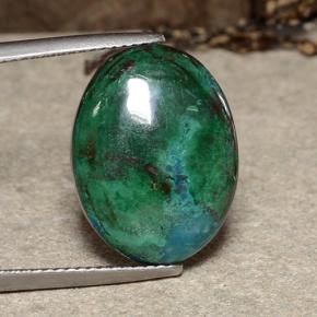Chrysocolle multicolore naturelle coupe ovale, 12,81 ct, opaque