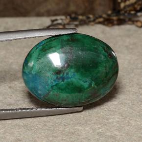 Chrysocolle multicolore naturelle coupe ovale, 12,81 ct, opaque