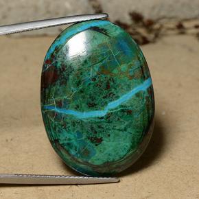 Chrysocolle multicolore naturelle coupe ovale, 31,30 ct, opaque