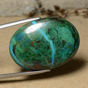 Chrysocolle multicolore naturelle coupe ovale, 31,30 ct, opaque