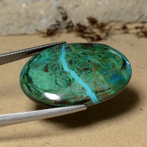 Chrysocolle multicolore naturelle coupe ovale, 31,30 ct, opaque