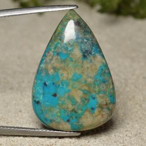 Chrysocolle multicolore naturelle en forme de poire, 17,67 ct, opaque