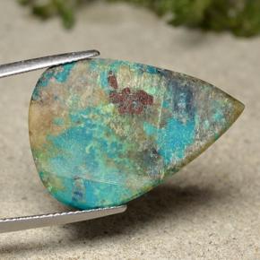 Chrysocolle multicolore naturelle en forme de poire, 17,67 ct, opaque