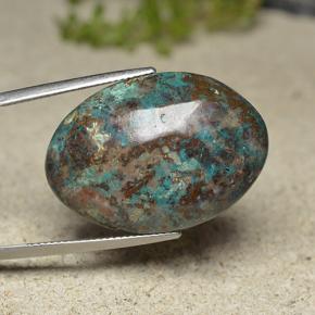 Chrysocolle multicolore naturelle coupe ovale, 30,82 ct, opaque