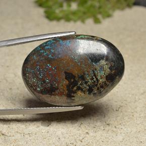 Chrysocolle multicolore naturelle coupe ovale, 46,89 ct, opaque