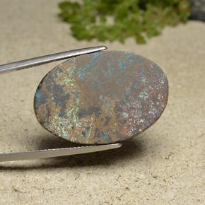 Chrysocolle multicolore naturelle coupe ovale, 46,89 ct, opaque