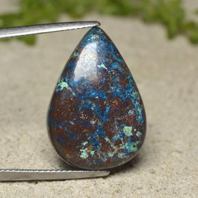 Chrysocolle multicolore naturelle en forme de poire, 16,42 ct, opaque