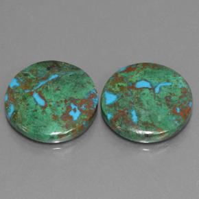 Achetez naturel 21.04ct Multicolore Chrysocolle gems, Coupe roude, En provenance Australie chez GemSelect. En stock, livraison internationale!