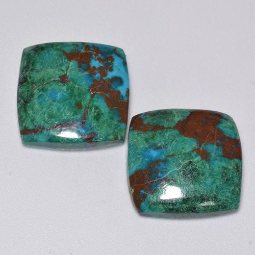 Achetez naturel 12.61ct Multicolore Chrysocolle gems, Coupe coussin, En provenance Australie chez GemSelect. En stock, livraison internationale!
